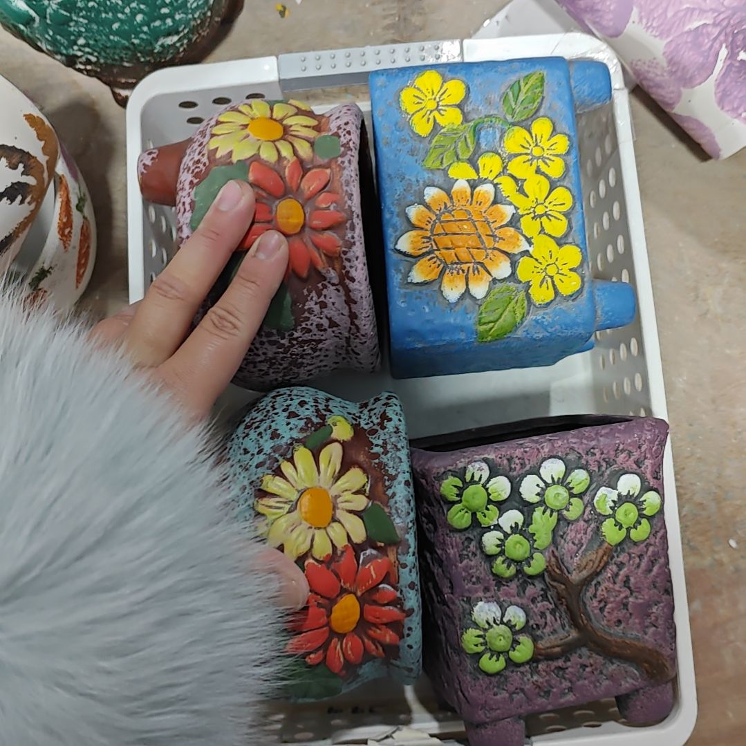 红陶吸水透气的白陶花盆凑满12发货