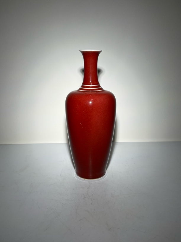 豇豆红釉 柳叶瓶