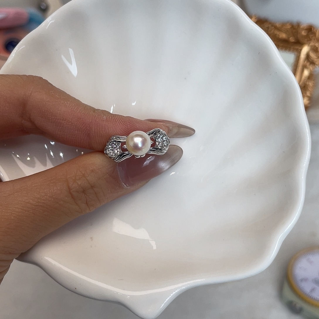 银S925镶嵌海水珍珠戒指