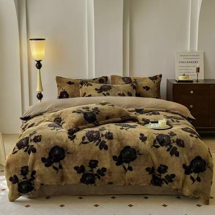 【晚悠】105[柔暖漫境]秋冬款法式复古轻奢风牛奶绒系列四件套-wp