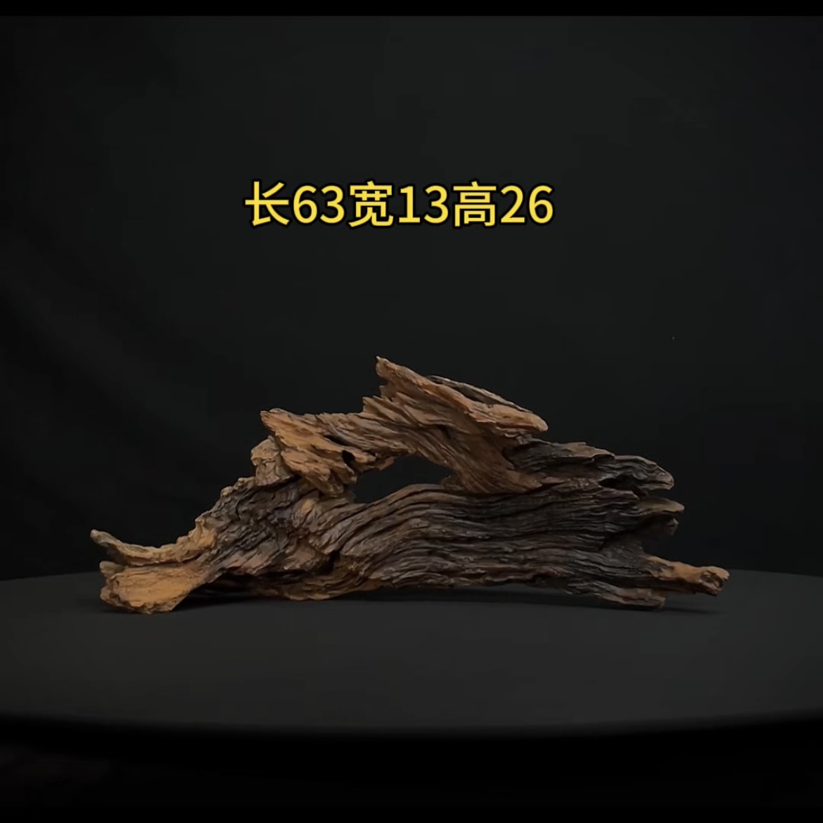 张大狼造景沉木长63cm爆裂纹树皮趴缸 溪流鱼缸造景 紫柚木秒沉