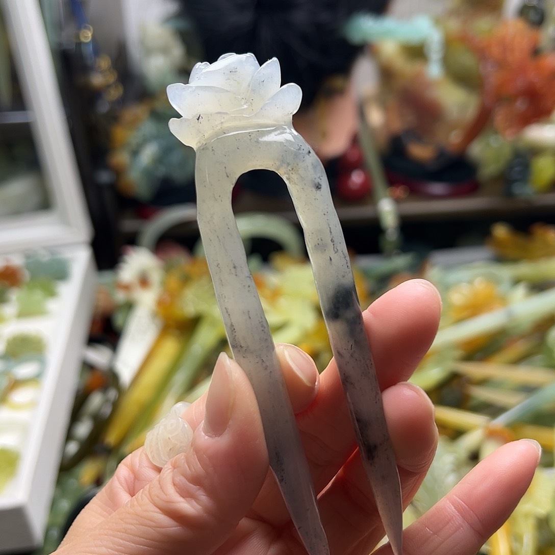 蛇纹石玉发饰合金