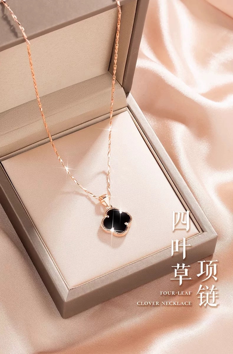 合金项链 四叶草 小香风项链