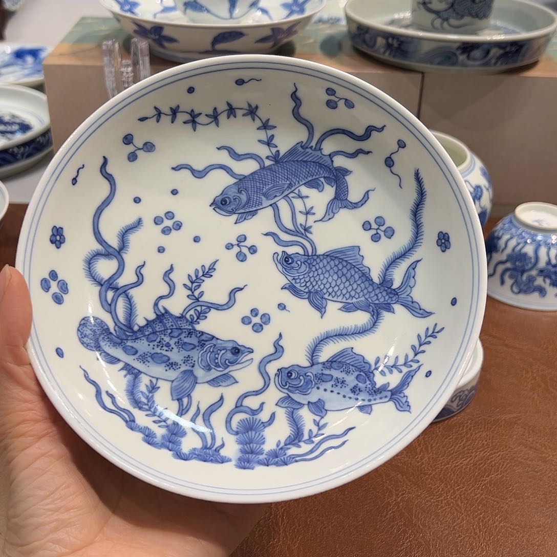 壶承鱼藻纹壶承17厘米纯手工