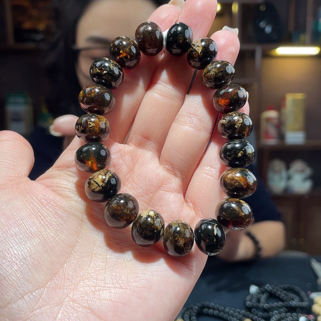 琥珀颈饰未镶嵌13m黑花