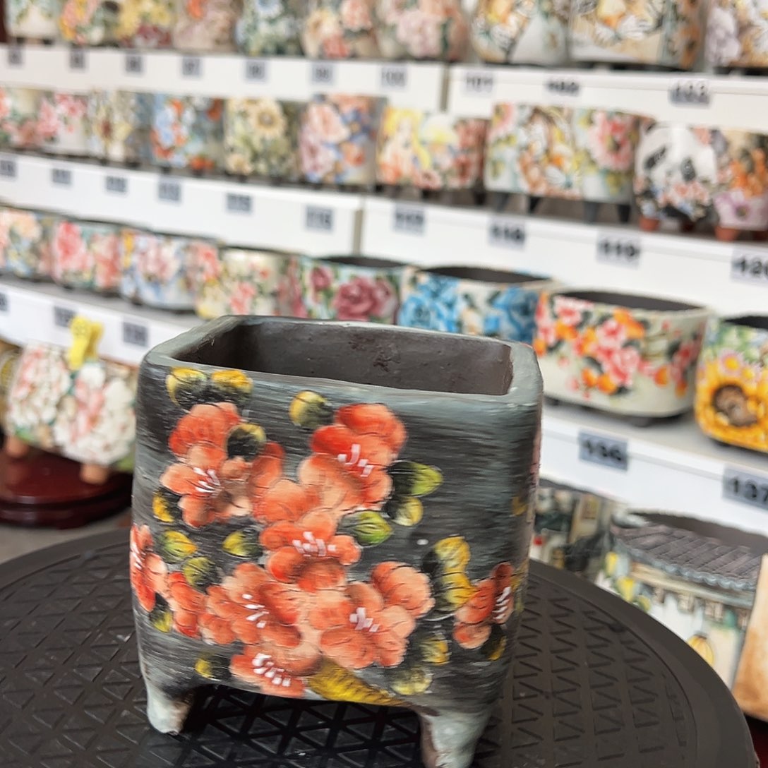 手绘陶瓷花盆口10.5