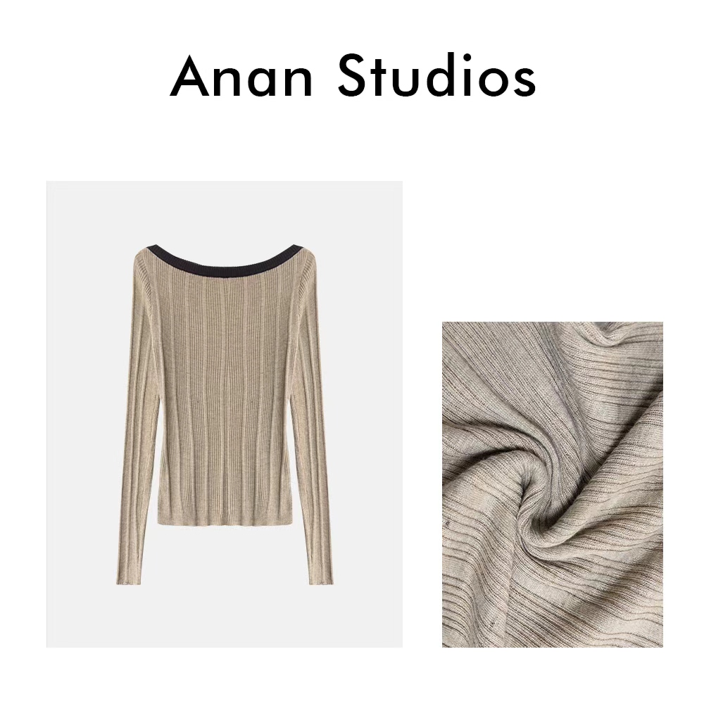 【优雅弧度】新款长袖拼接修身针织衫60372★