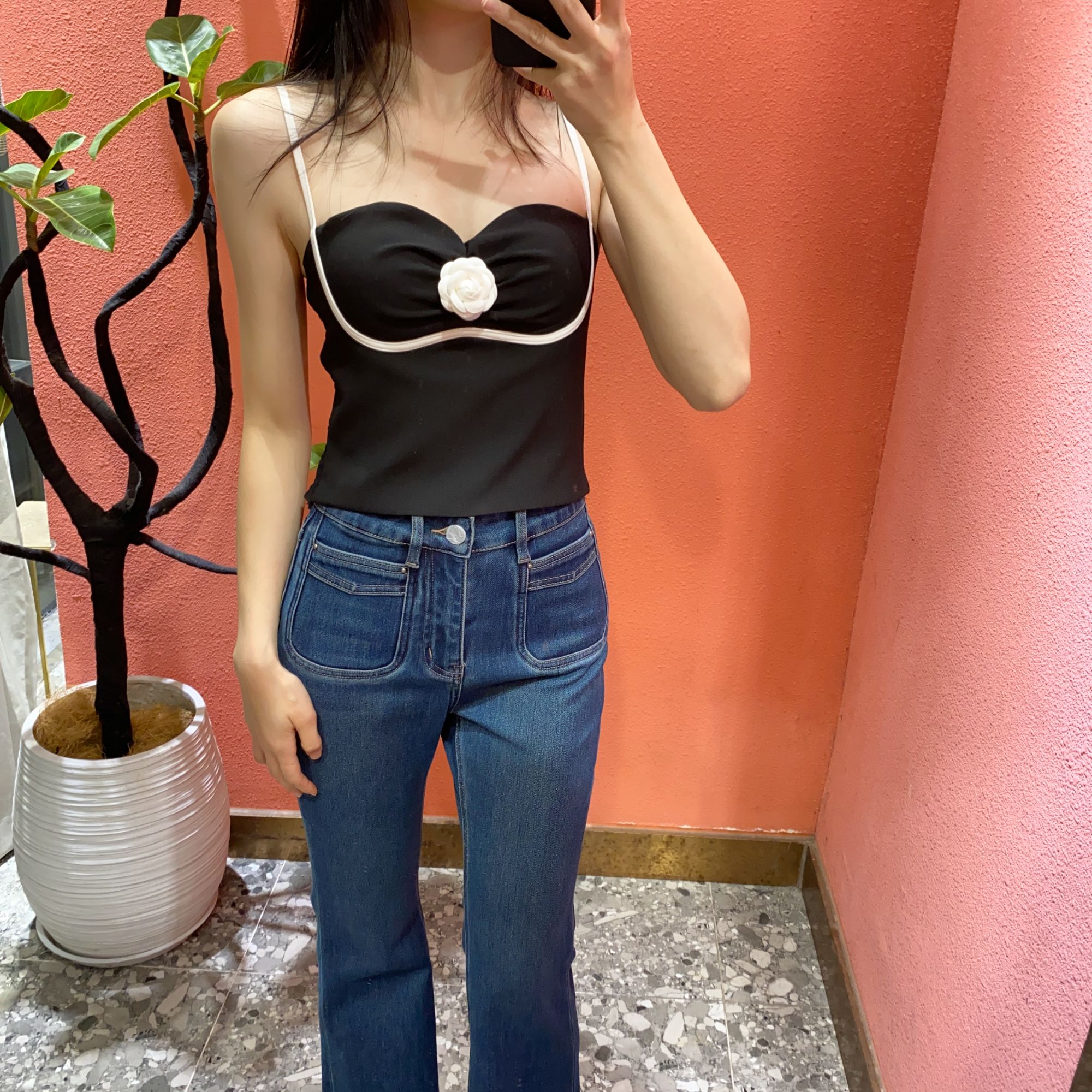 （默茗服装）胸前褶皱设计感小香吊带