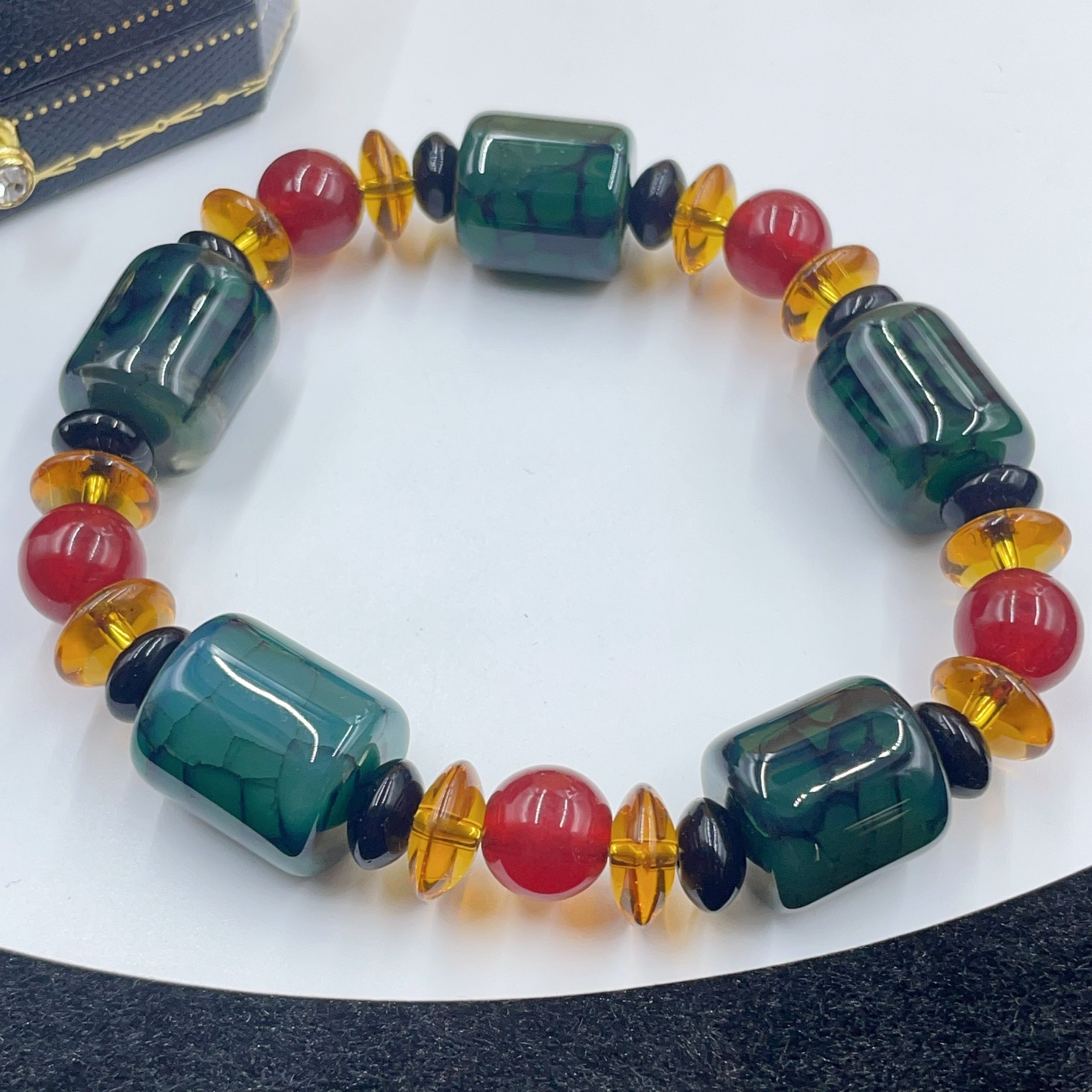 4345  绿色圆柱珠珠手串百搭多样性发货