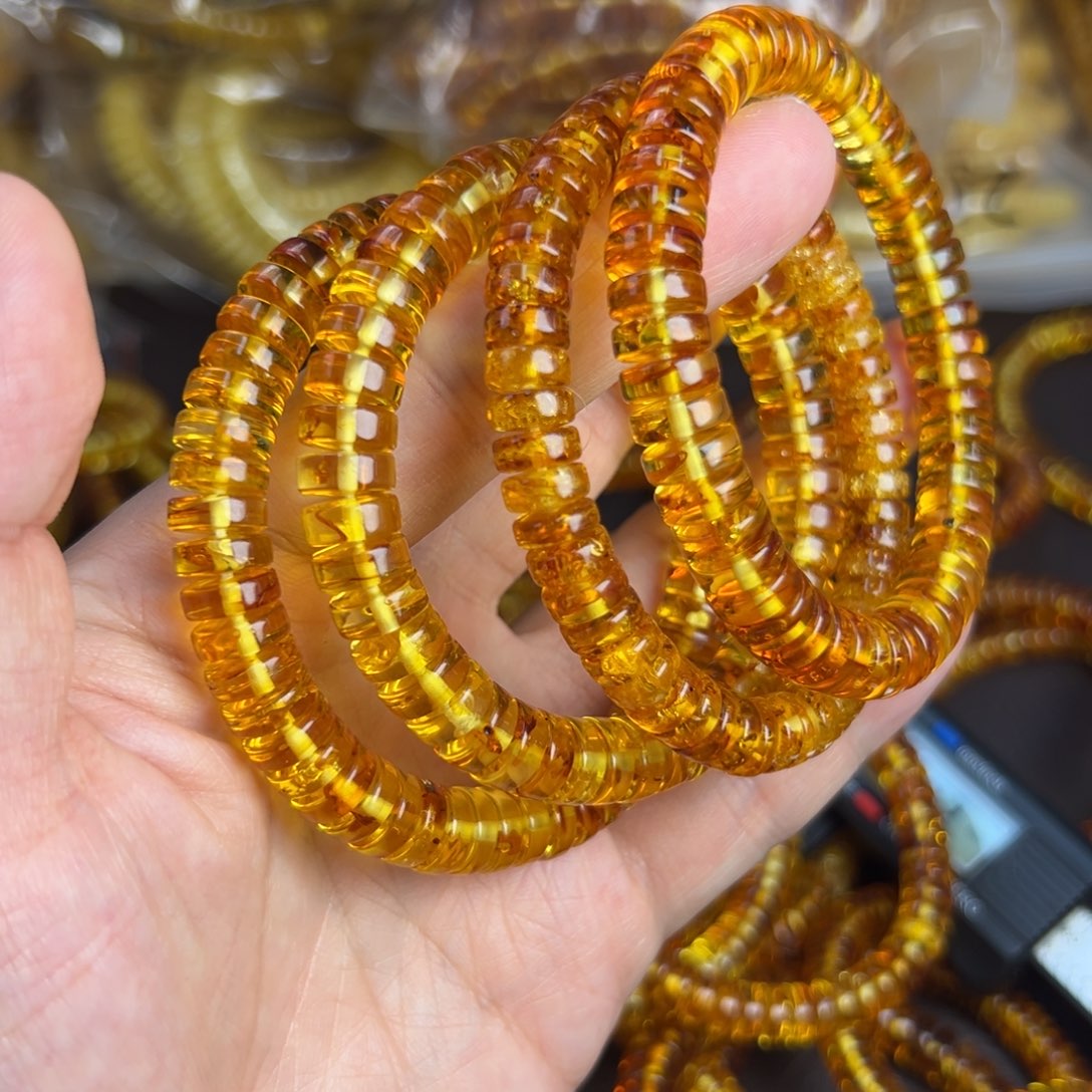 琥珀未镶嵌裸石9mm花珀多样发其一014