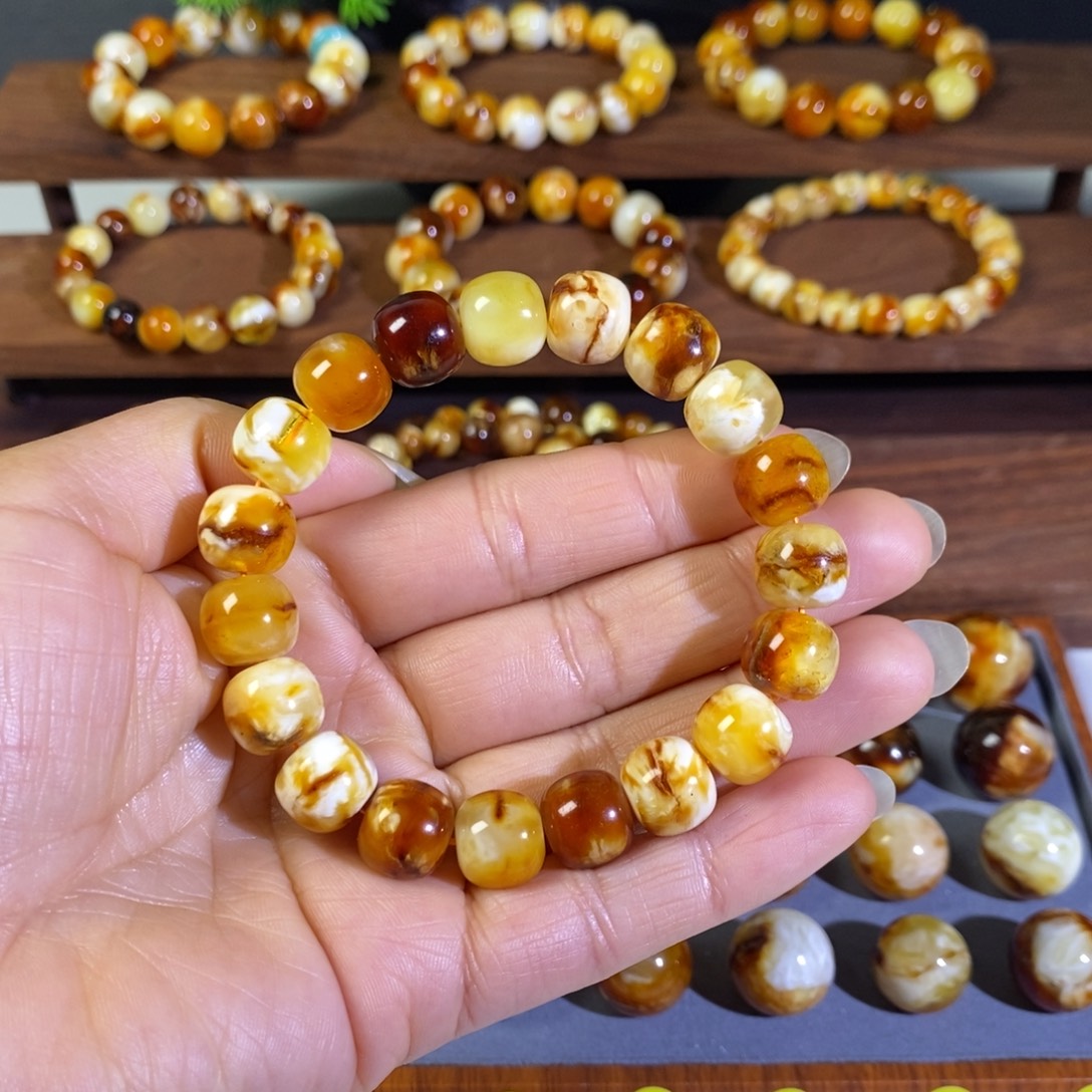 蜜蜡未镶嵌裸石沁色蜜蜡老型珠