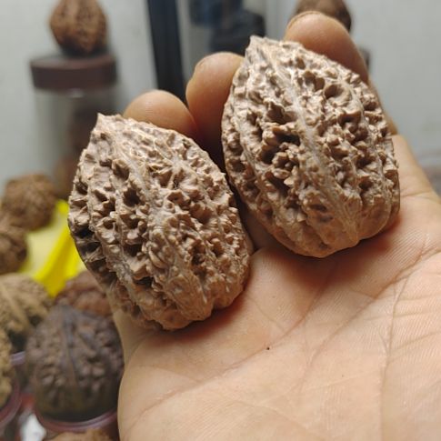 文玩核桃把件蚂蚁纹玉柱