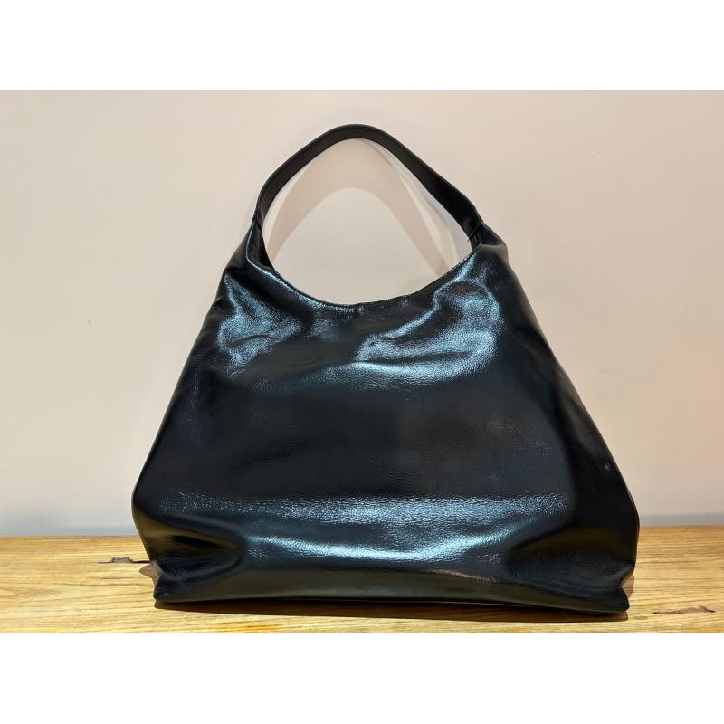 HIRMRIS手工真皮包550682-黑 磨漆购物袋阳