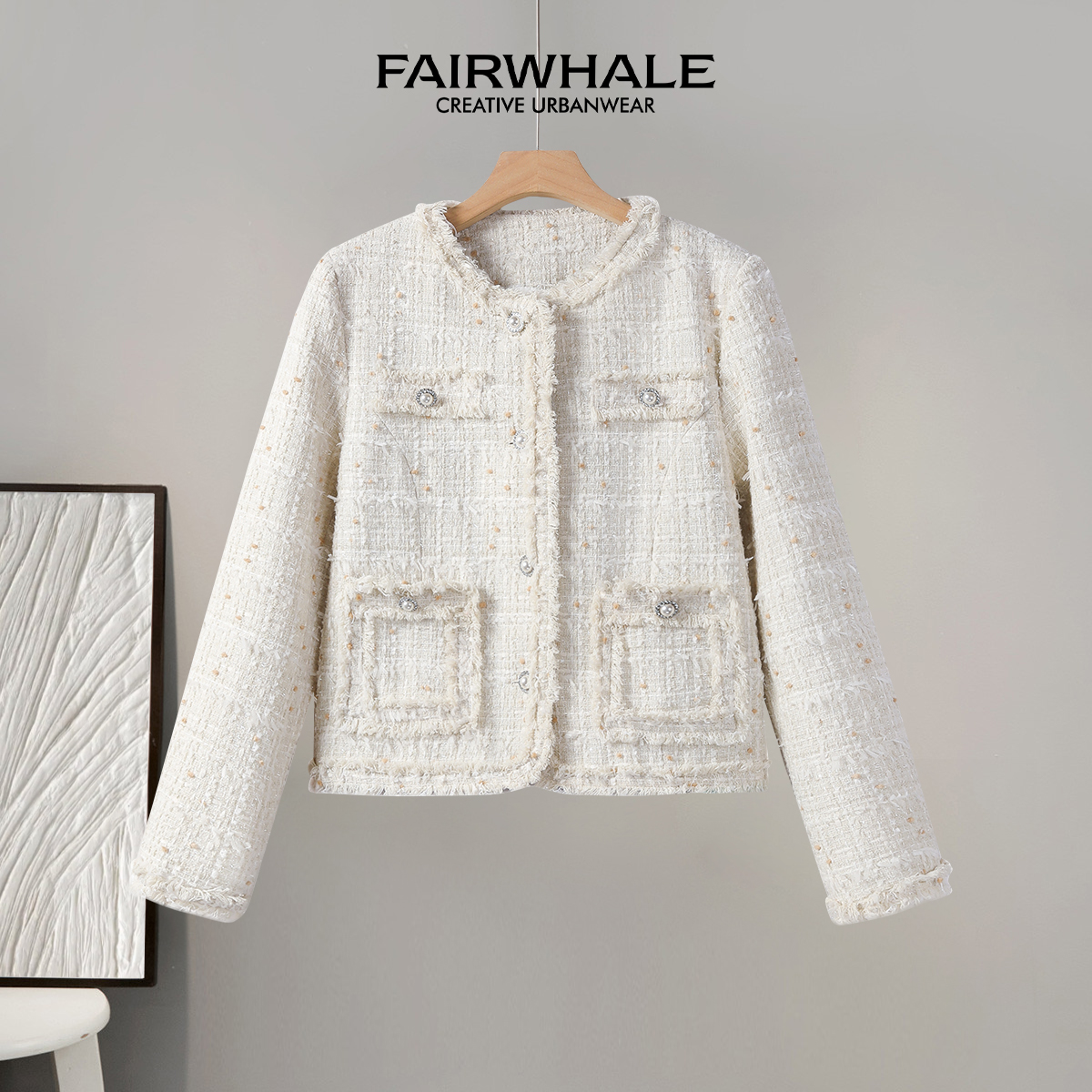 马克华菲女装时尚编织小香风外套气质韩系F33010A014-1