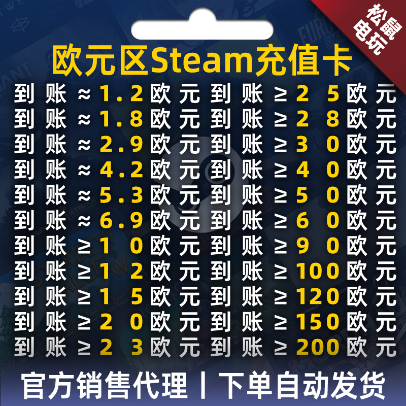 Steam 游戏 欧元区充值卡 欧元区钱包充值码 余额礼品卡