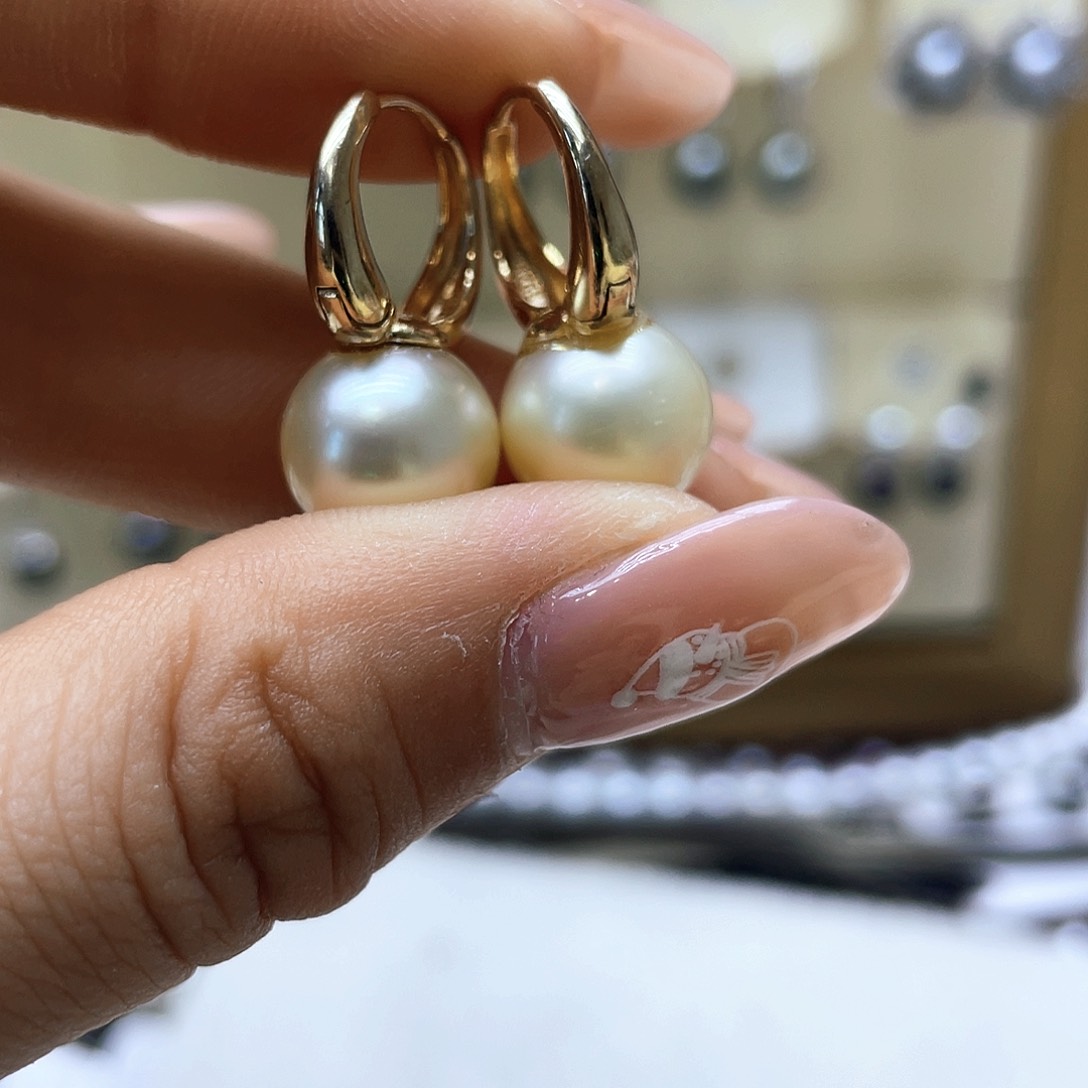 海水珍珠耳饰银S925镶嵌