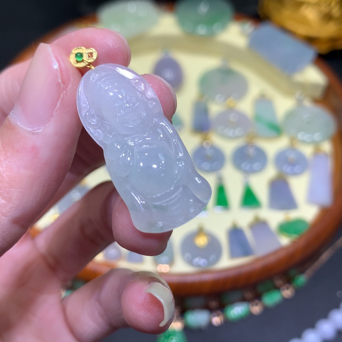 翡翠吊坠(不含链)18K金镶嵌