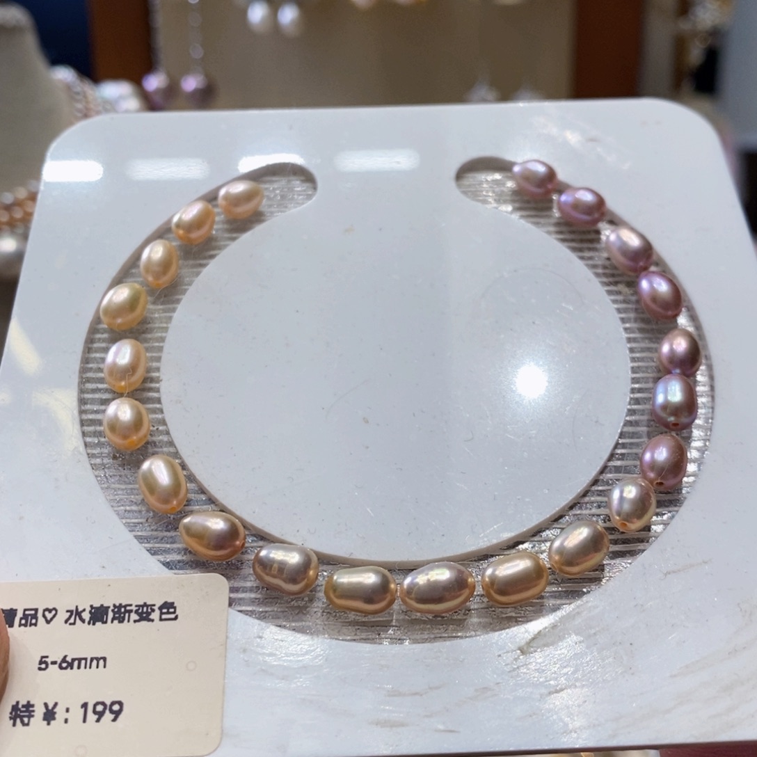 银S925镶嵌手链淡水珍珠渐变色