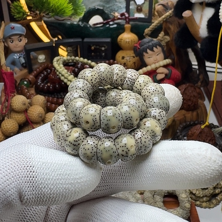 星月菩提手串7号车尺寸11石玉大肠手持