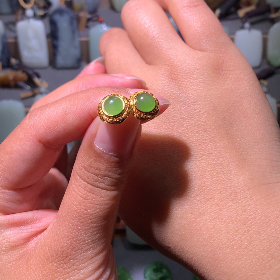 和田玉银S925镀金镶嵌颈饰