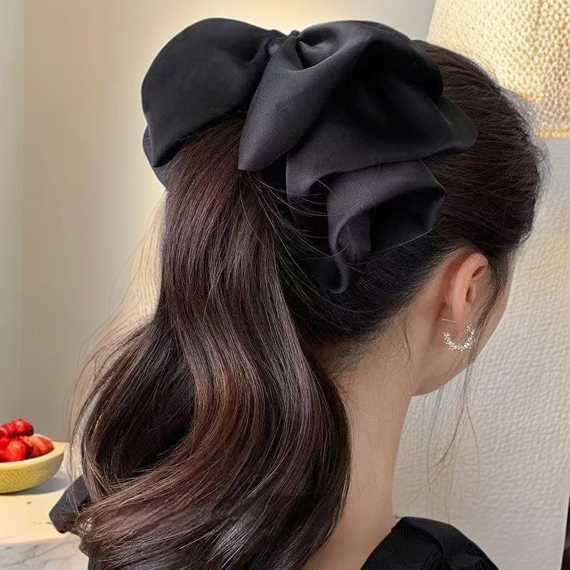 优雅法式蝴蝶结花苞抓夹高级感缎面后脑勺盘发夹气质百搭发卡头饰