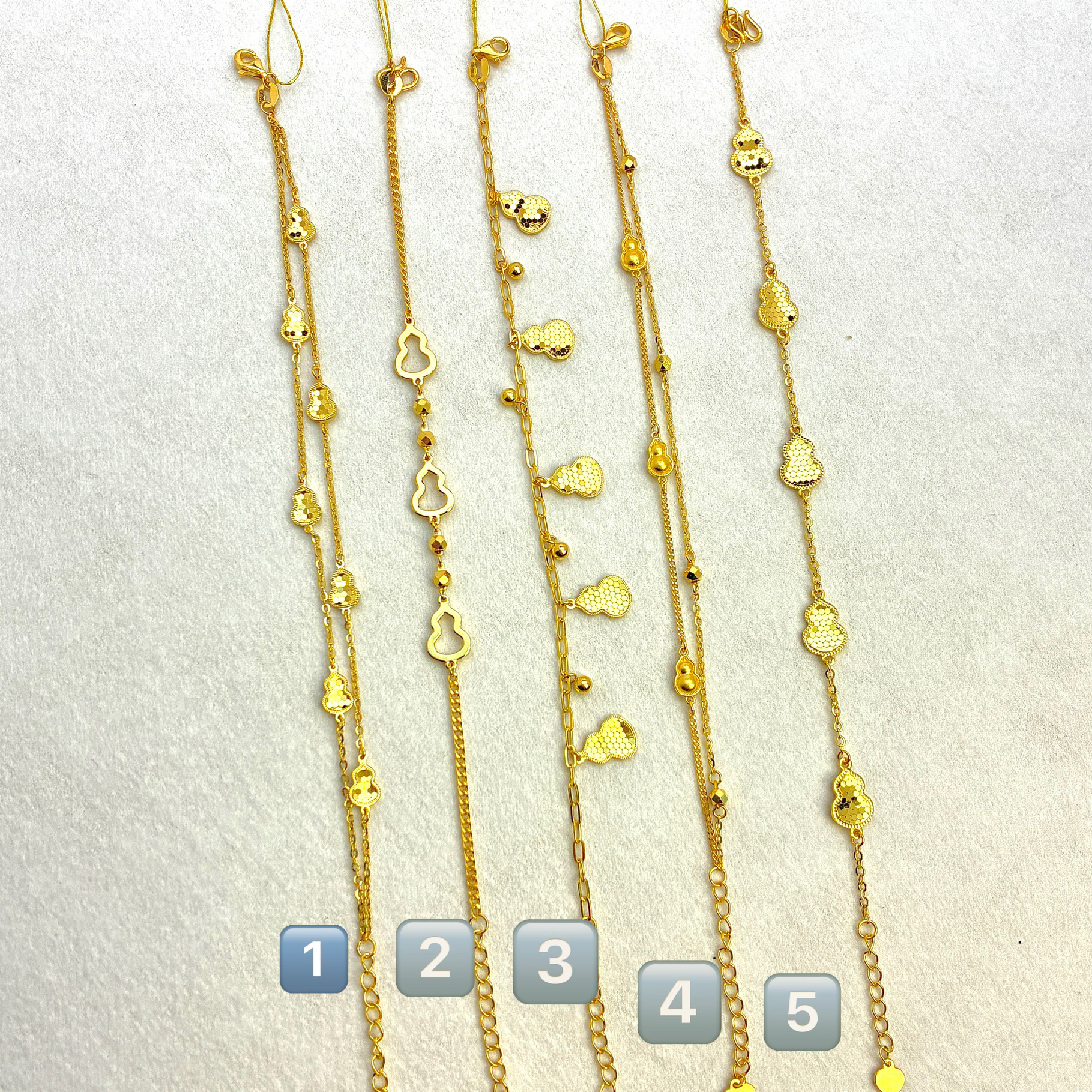 纯万福足金999黄金5g工艺葫芦系列手链（链长16+3）多样性发一
