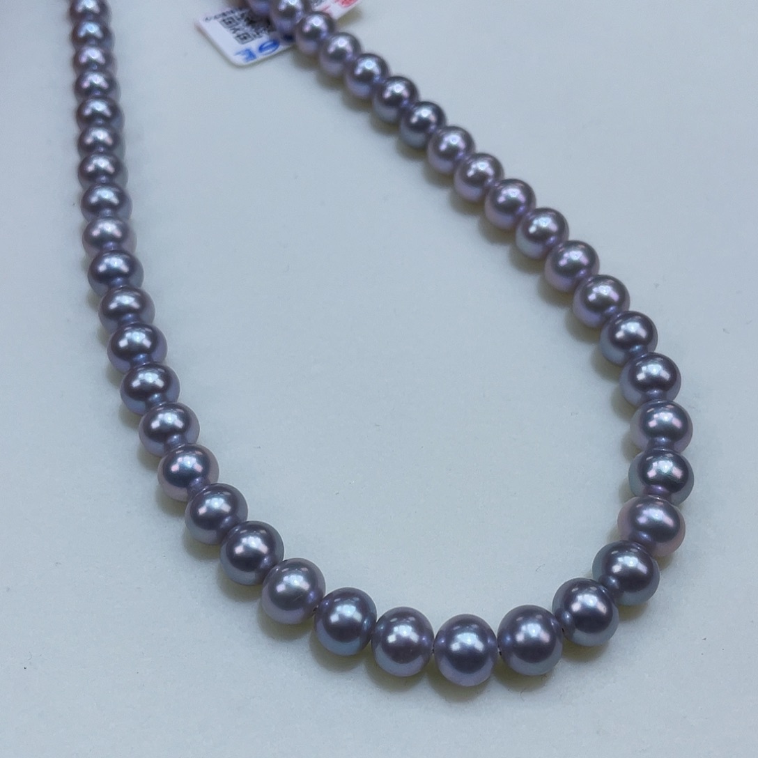 淡水珍珠6.5/7镜面极光真多麻色无暇银S925镶嵌