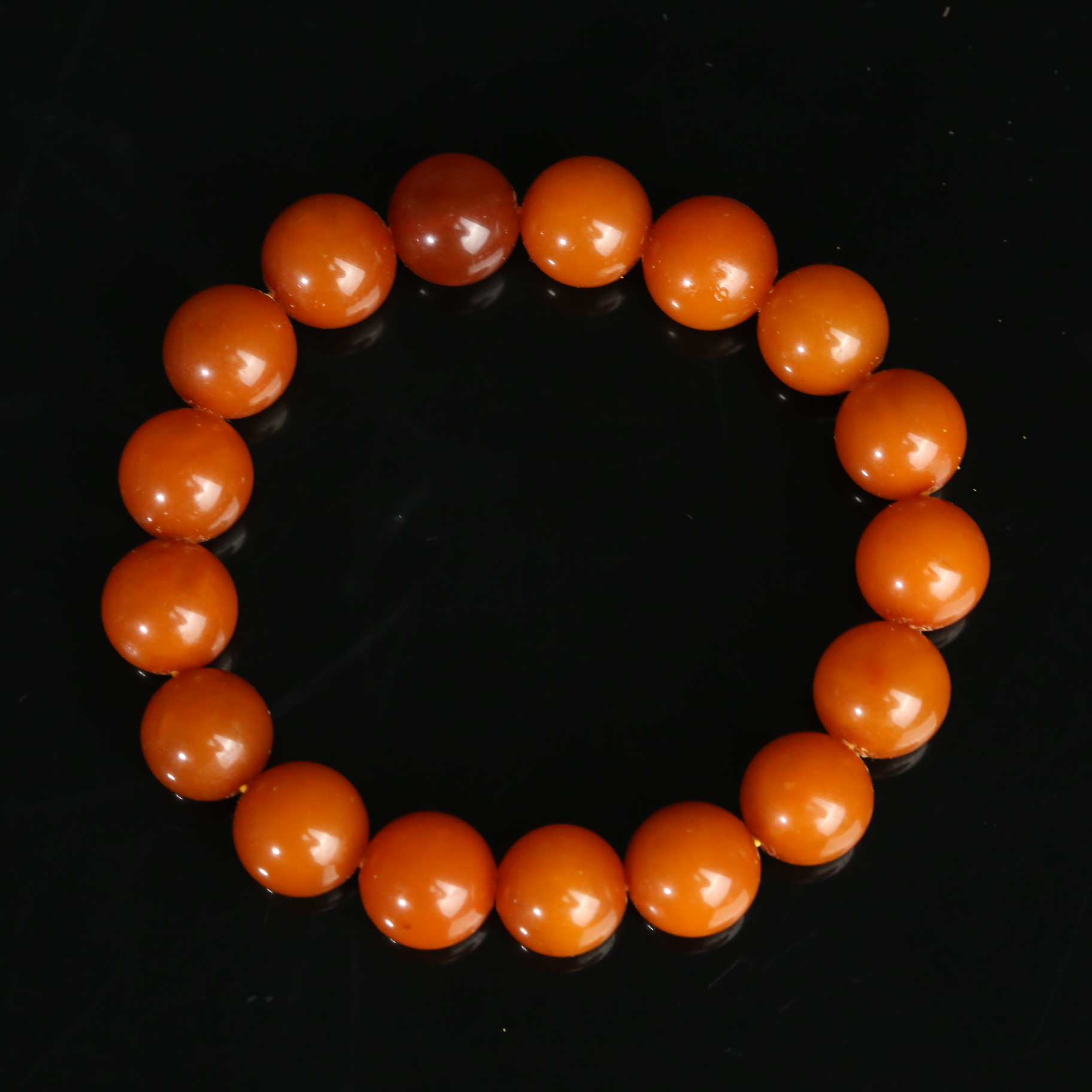 十九世纪蜜蜡圆珠手串【华豫之门】AJD2512051003