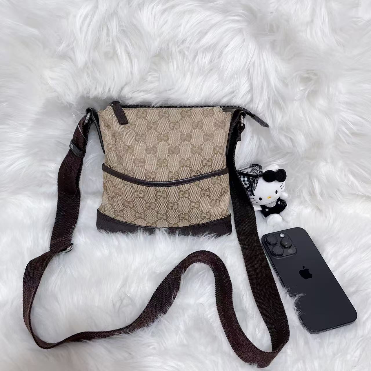 99新 GUCCI/古驰 gucci老花单肩斜跨包54105758