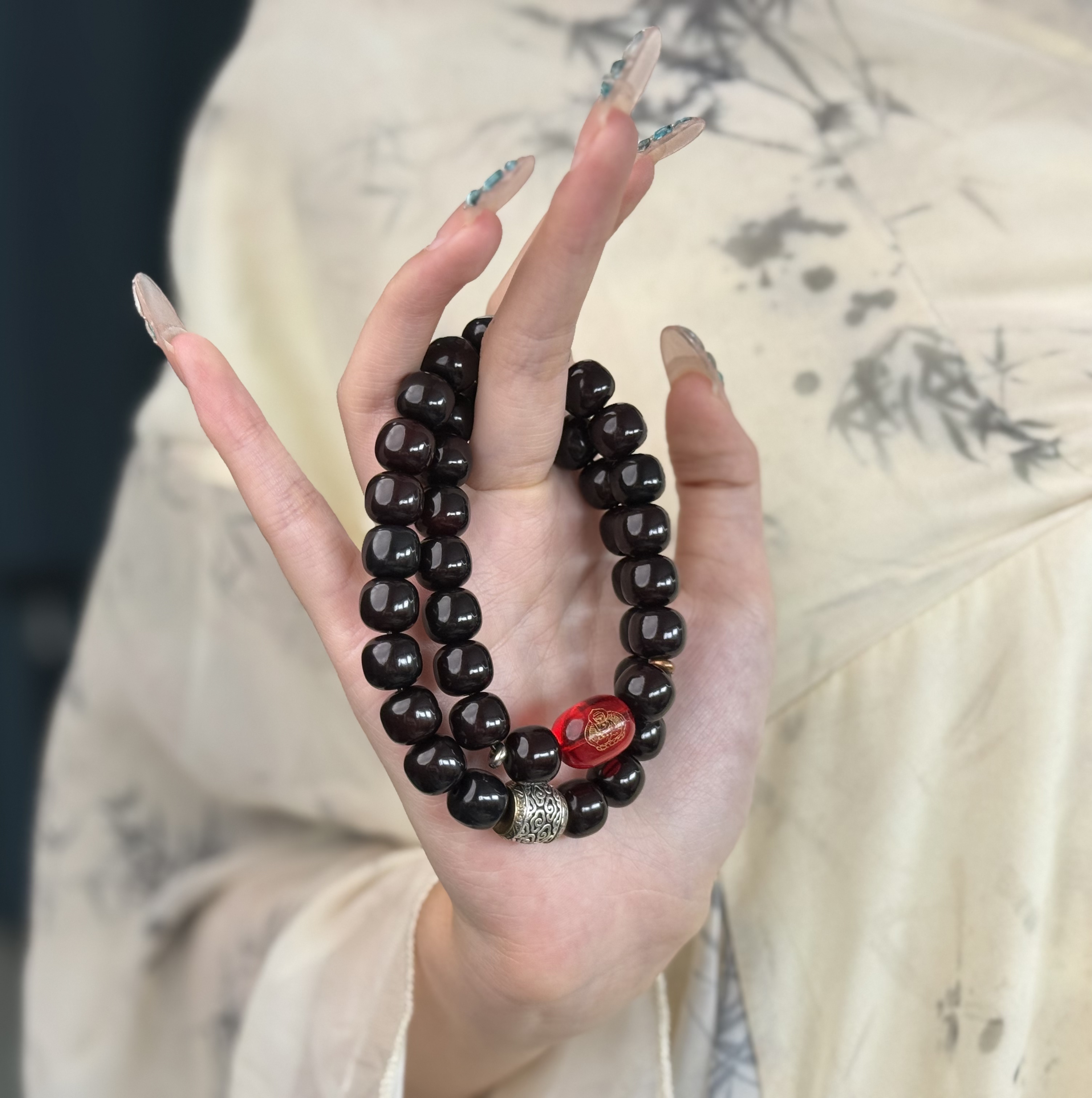 【赠盘完袋+备珠】祥云桶珠（十二生肖）溏心老料玉化菩提双圈手
