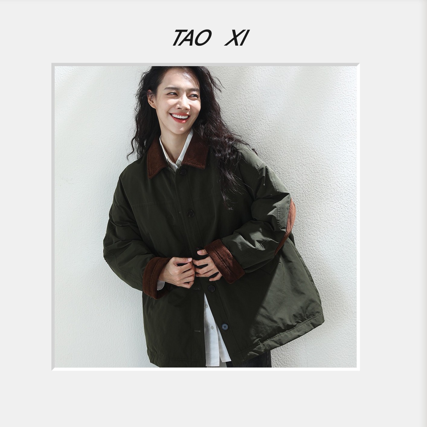 桃喜   冬季新款定制橄榄绿外套