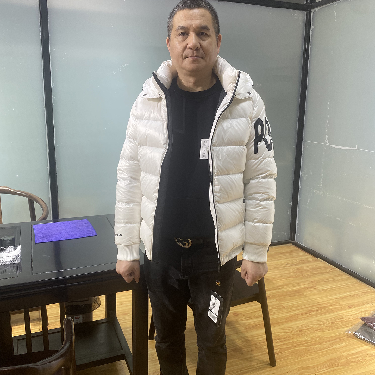 H1259冬季男式羽绒服 白鸭绒商务休闲保暖防风外套 白色