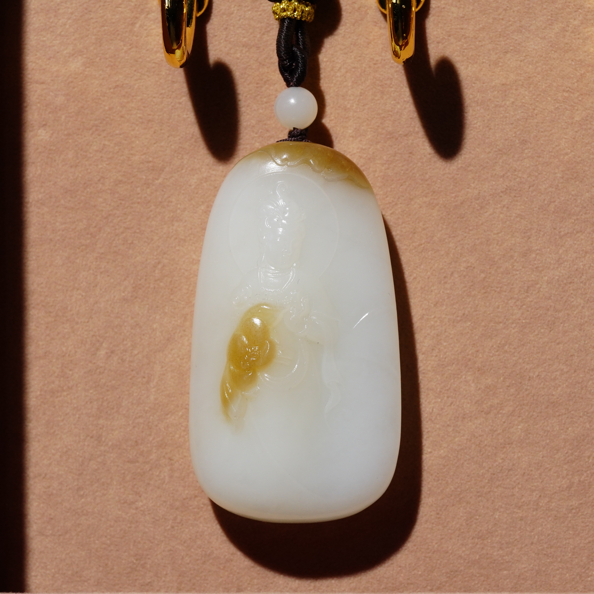 【杨老师甄选】和田玉糖白观音吊坠  19000