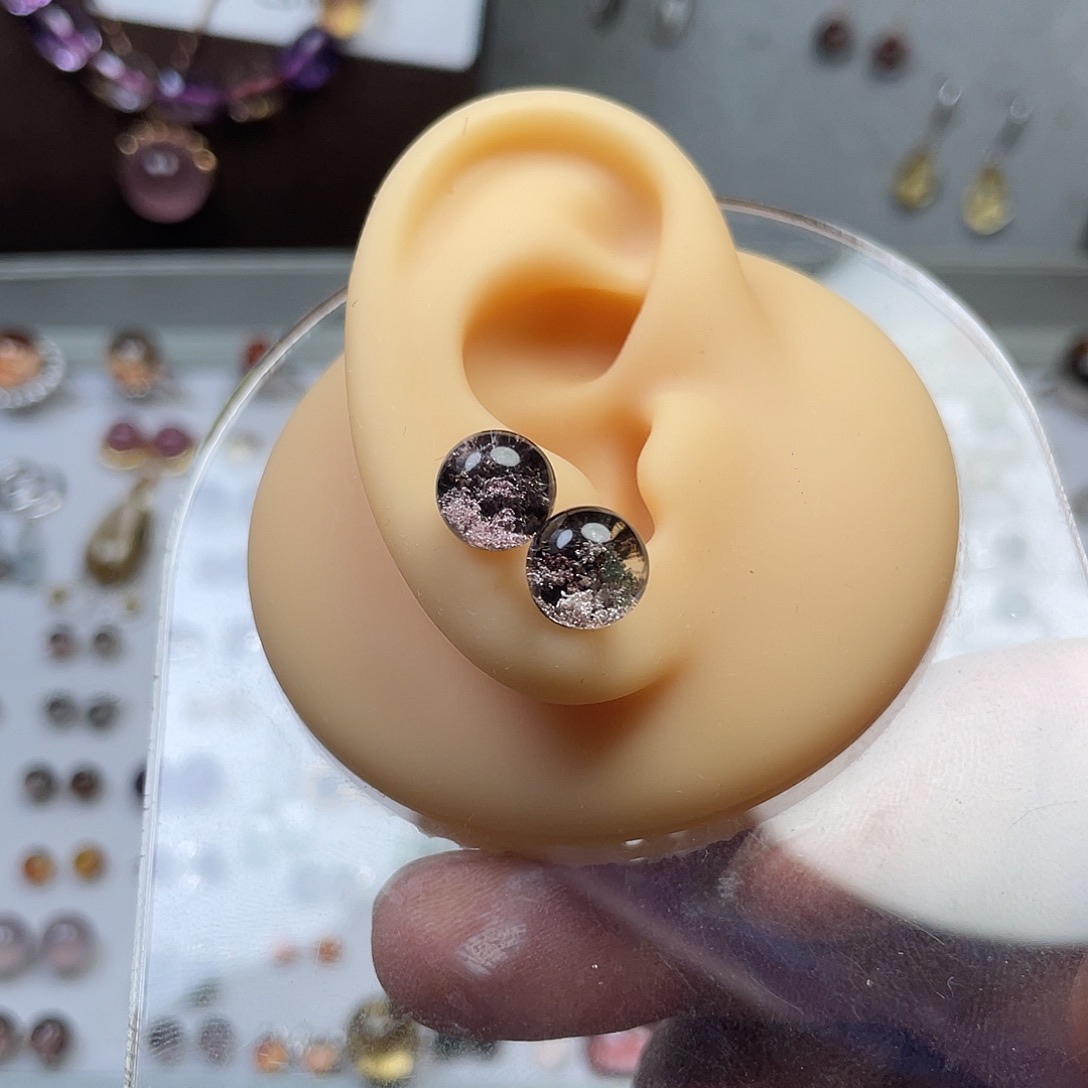 *****水晶耳饰银S925镶嵌8.8mm