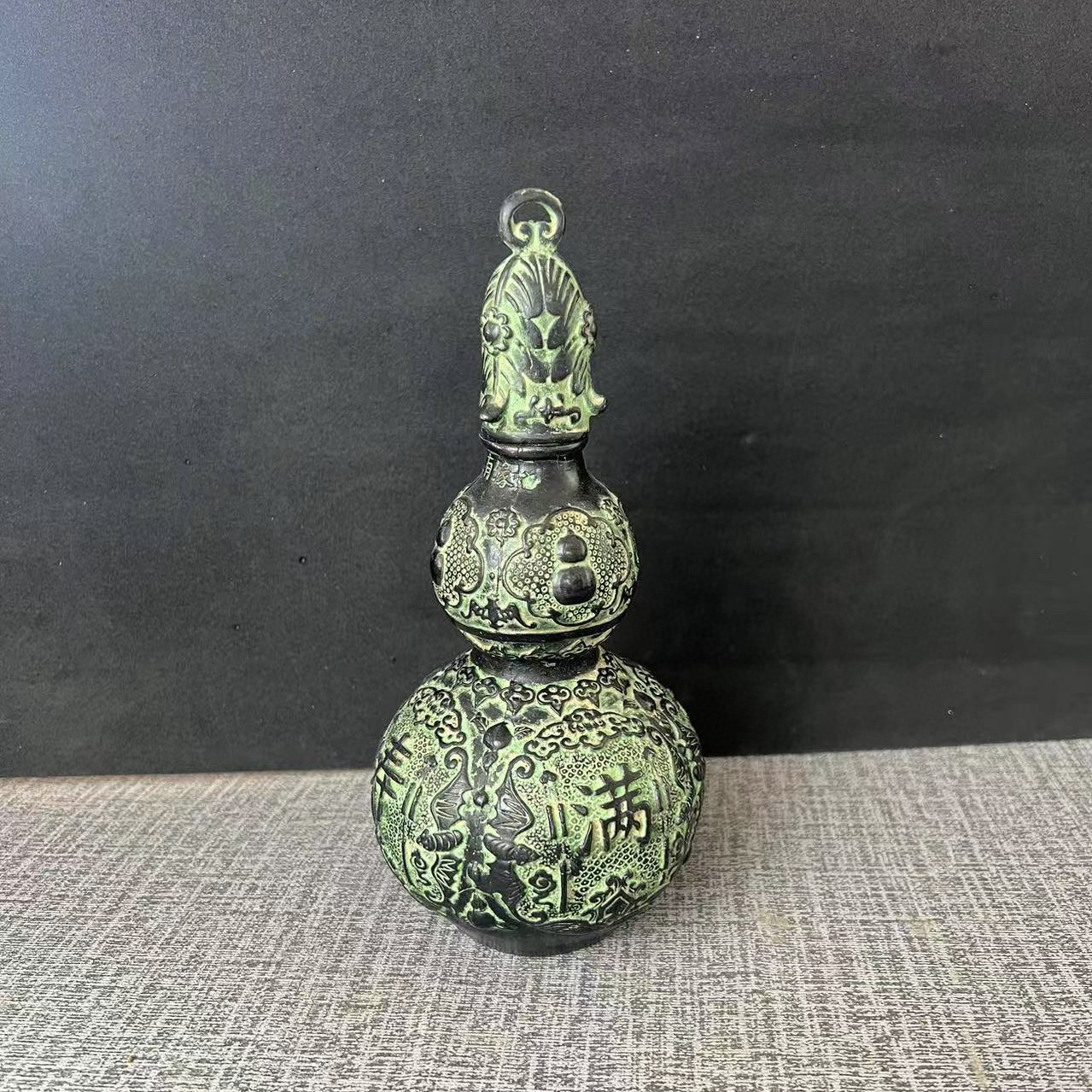 复古青铜葫芦，高26厘米家居摆件博古架纯，仿古青铜器