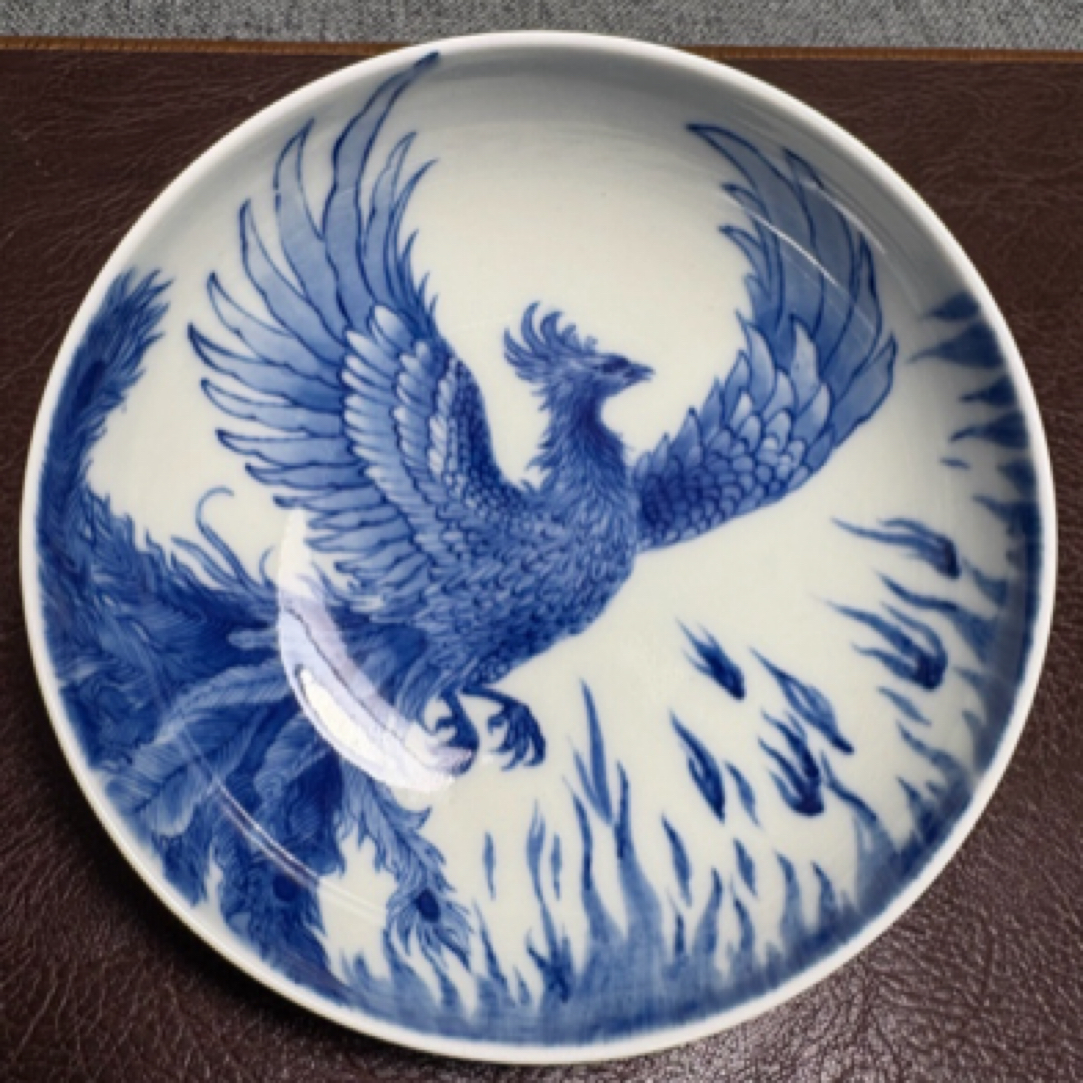 青花手绘龙凤普洱杯