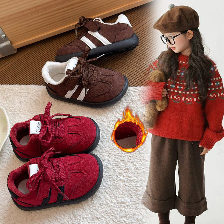 儿童加绒板鞋2025冬季新款女童软底防滑阿甘鞋男童二棉保暖运动鞋
