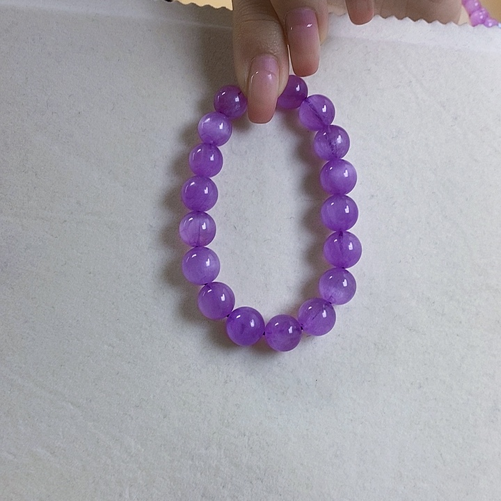 锂辉石紫锂辉高冰收藏级特级手串10+未镶嵌