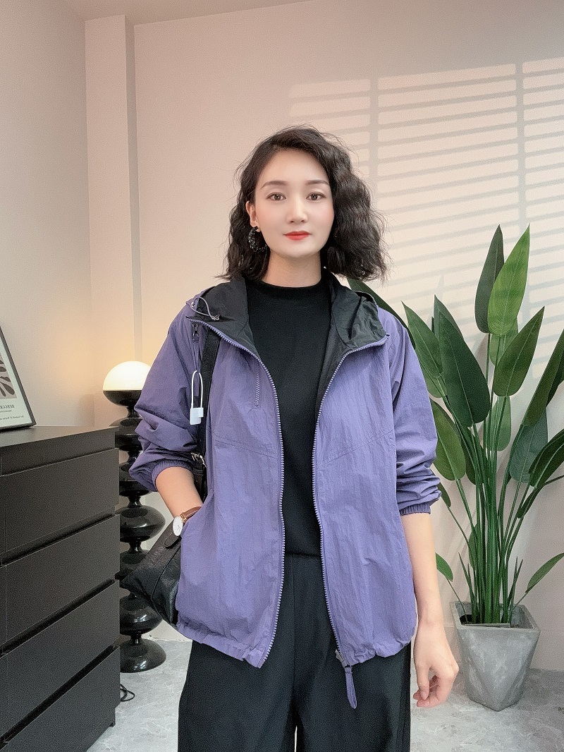 [双拉链两面穿]秋冬新款长袖连帽外套女休闲百搭显瘦减龄夹克上衣