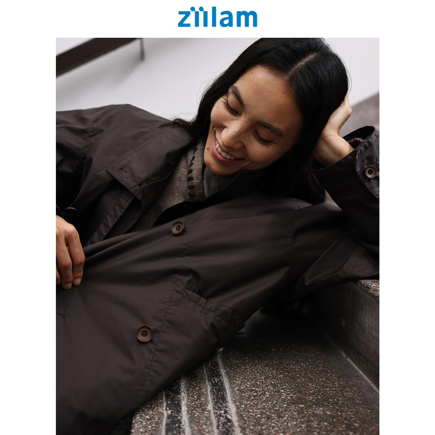 ziilam枝蓝 双排扣风衣夹克防风防泼水25秋气质立领短款外套女