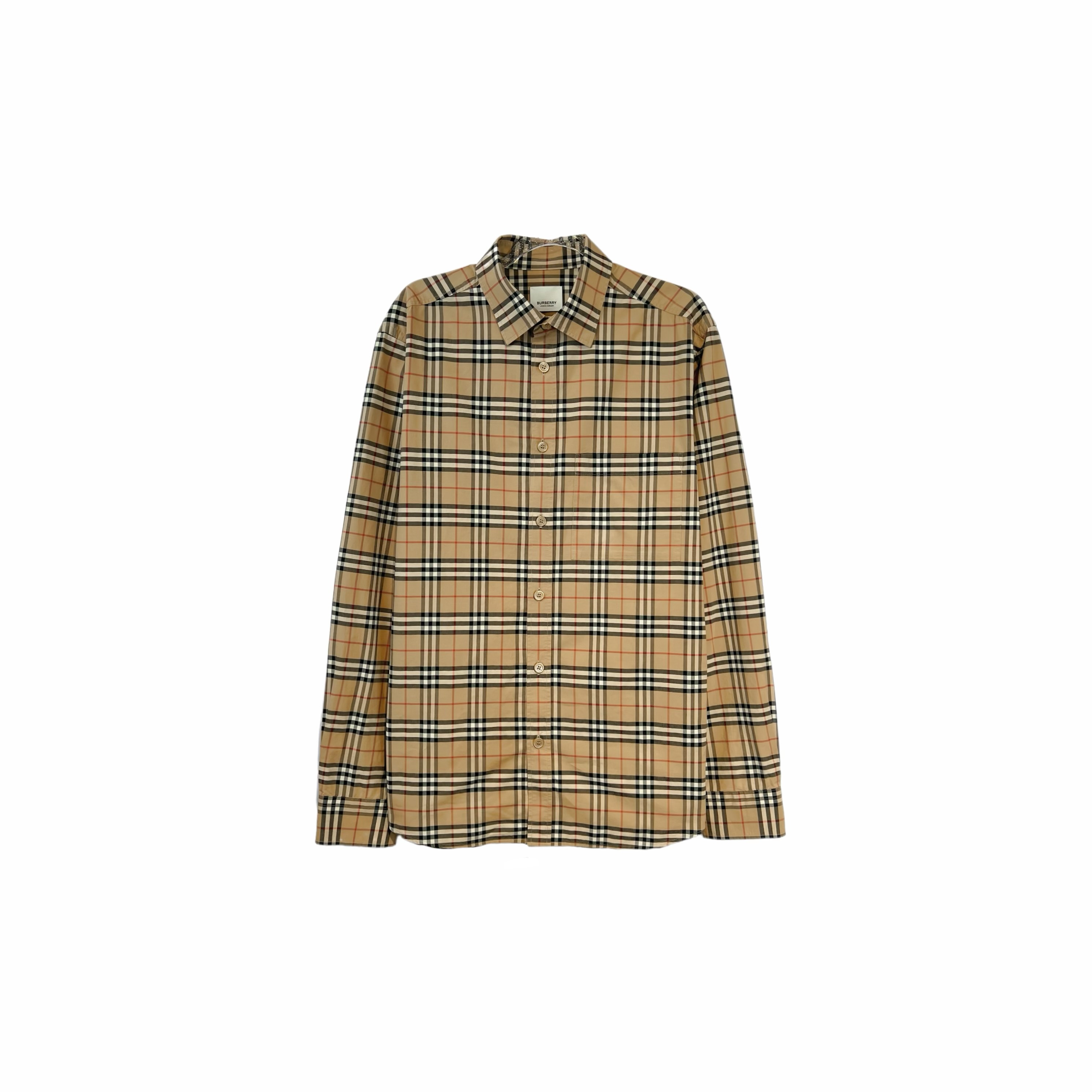 99新 BURBERRY/博柏利 012462  经典格纹翻领长袖衬衫 S码