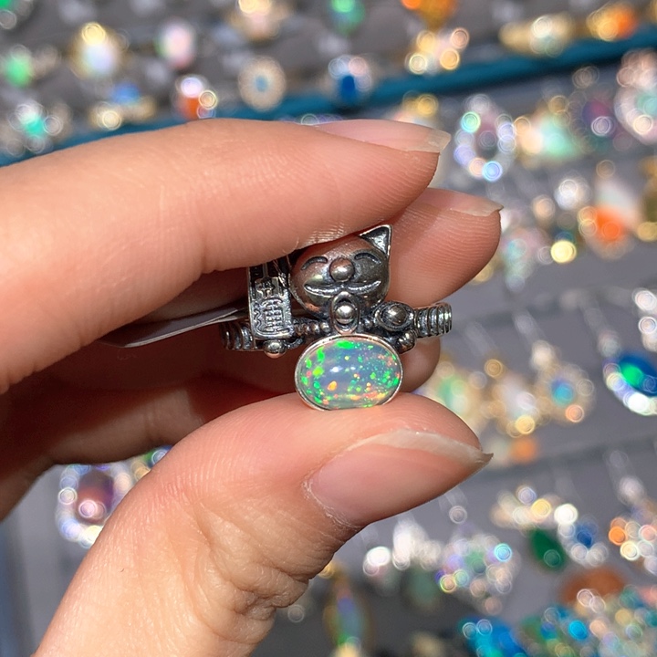 欧泊戒指z银S925镶嵌欧泊