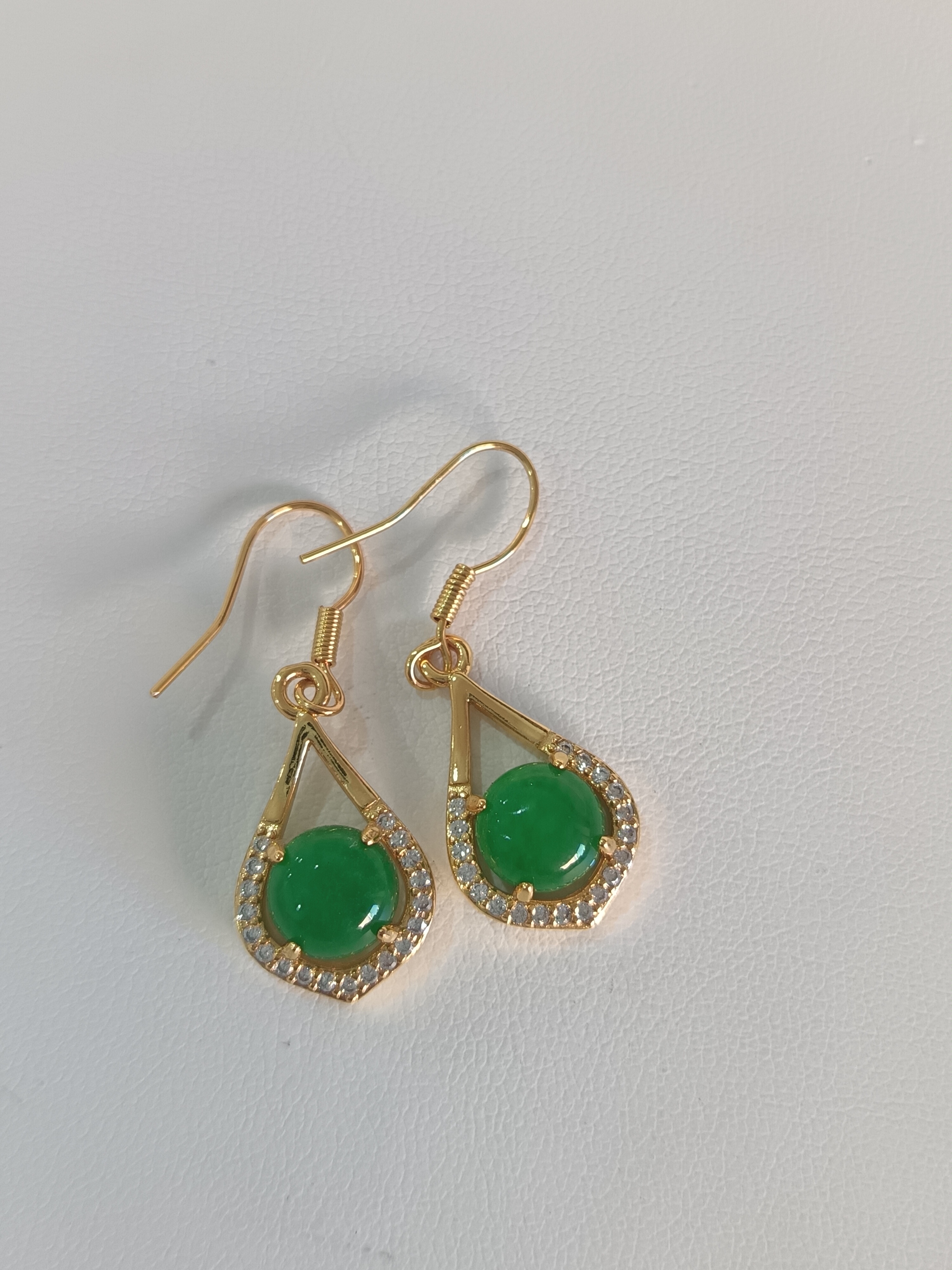 铜合金石英石耳饰 民族风手工绿色耳环时尚