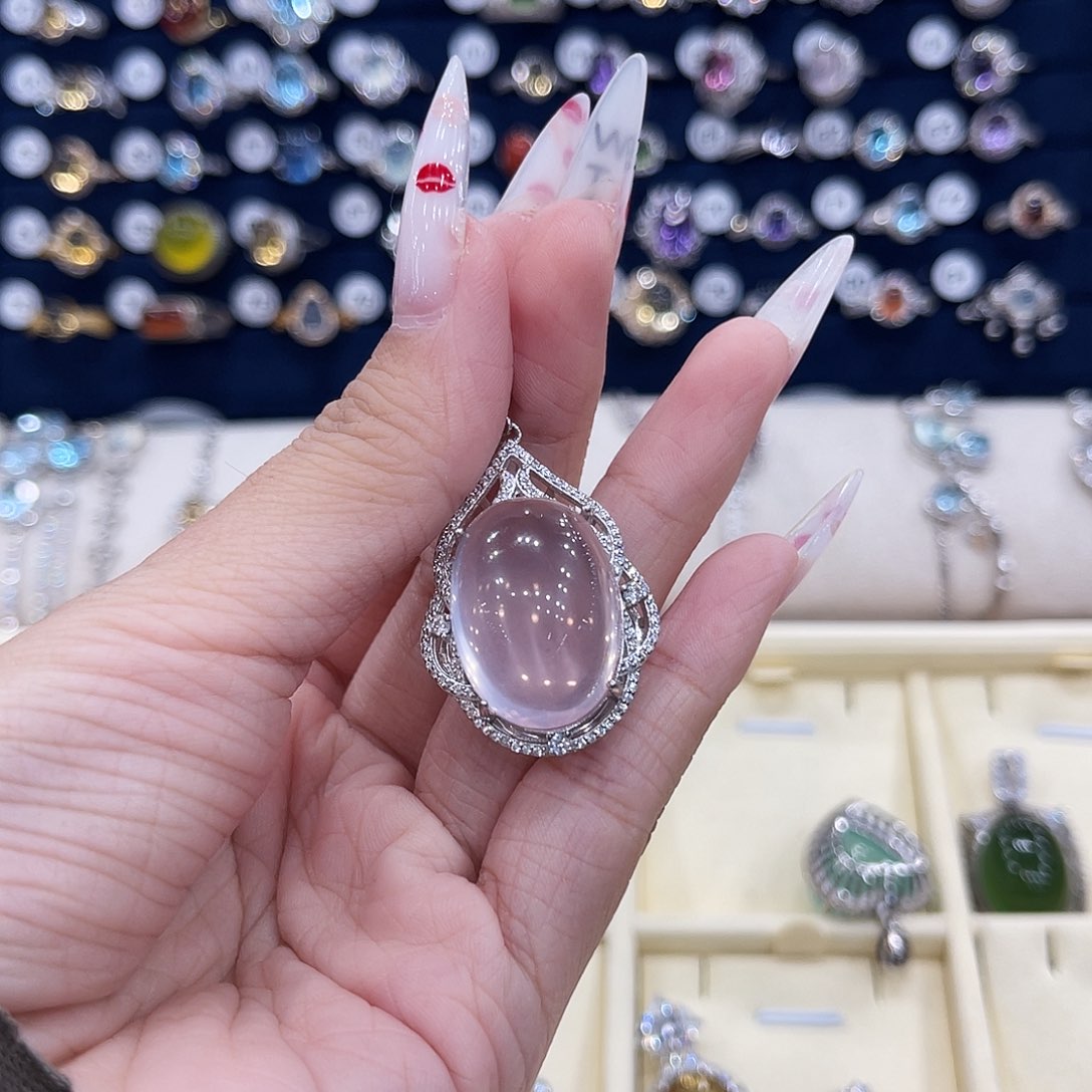 岫玉银S925镶嵌吊坠c***n