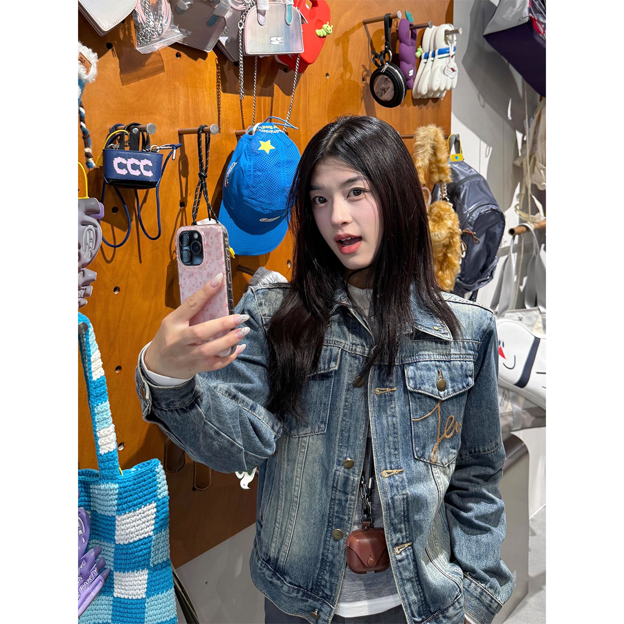 复古短款牛仔外套韩系巨好看的早秋外套女2025新款秋季宽松夹克