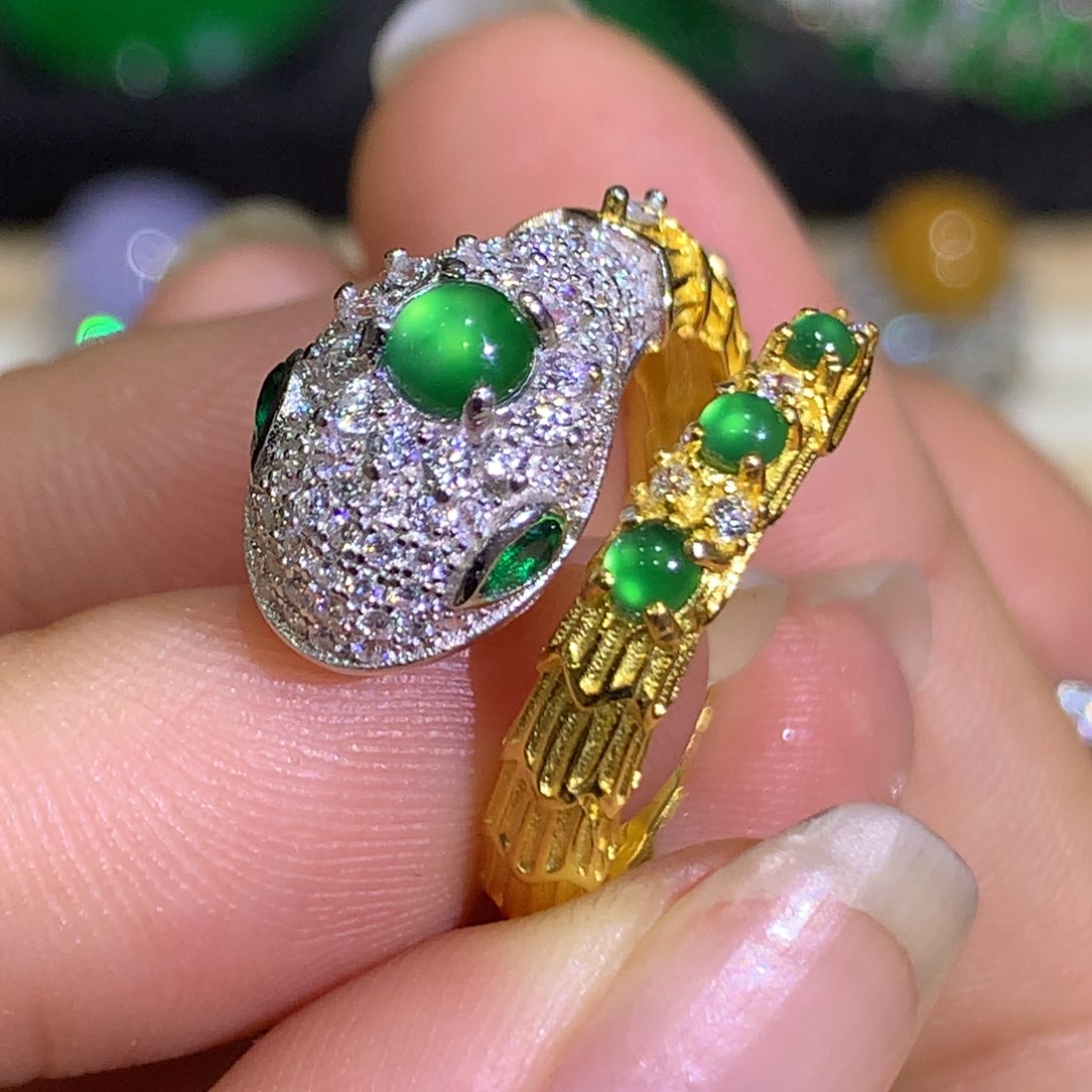 翡翠戒指银S925镶嵌1、