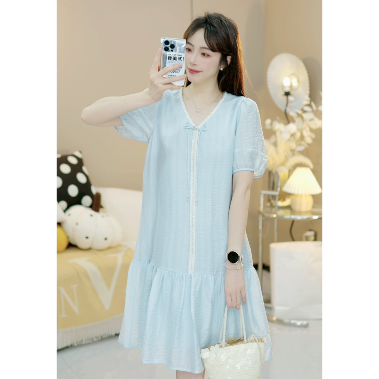 【月光岛屿D】夏季温柔风新中式宽松显瘦中长裙小个子仙女裙