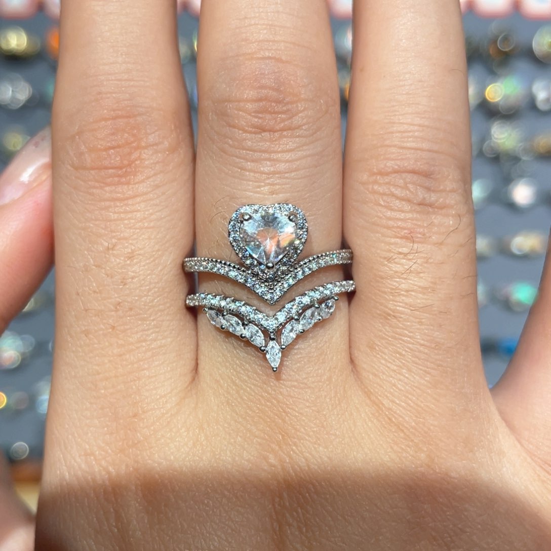 月光石戒指银S925镶嵌