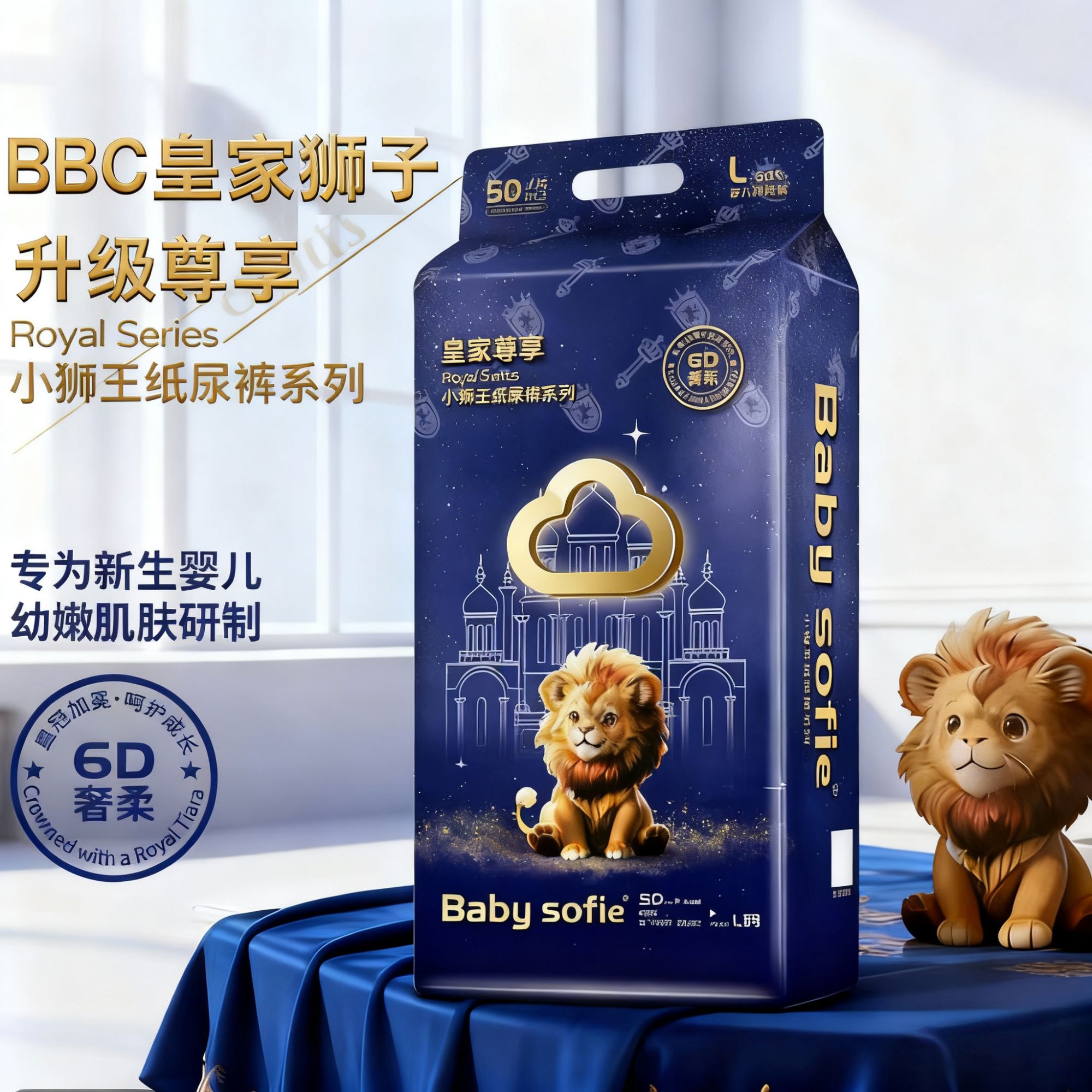 【展会破价】BBC皇家狮子升级系列超薄干爽整夜新生儿纸尿裤拉拉裤