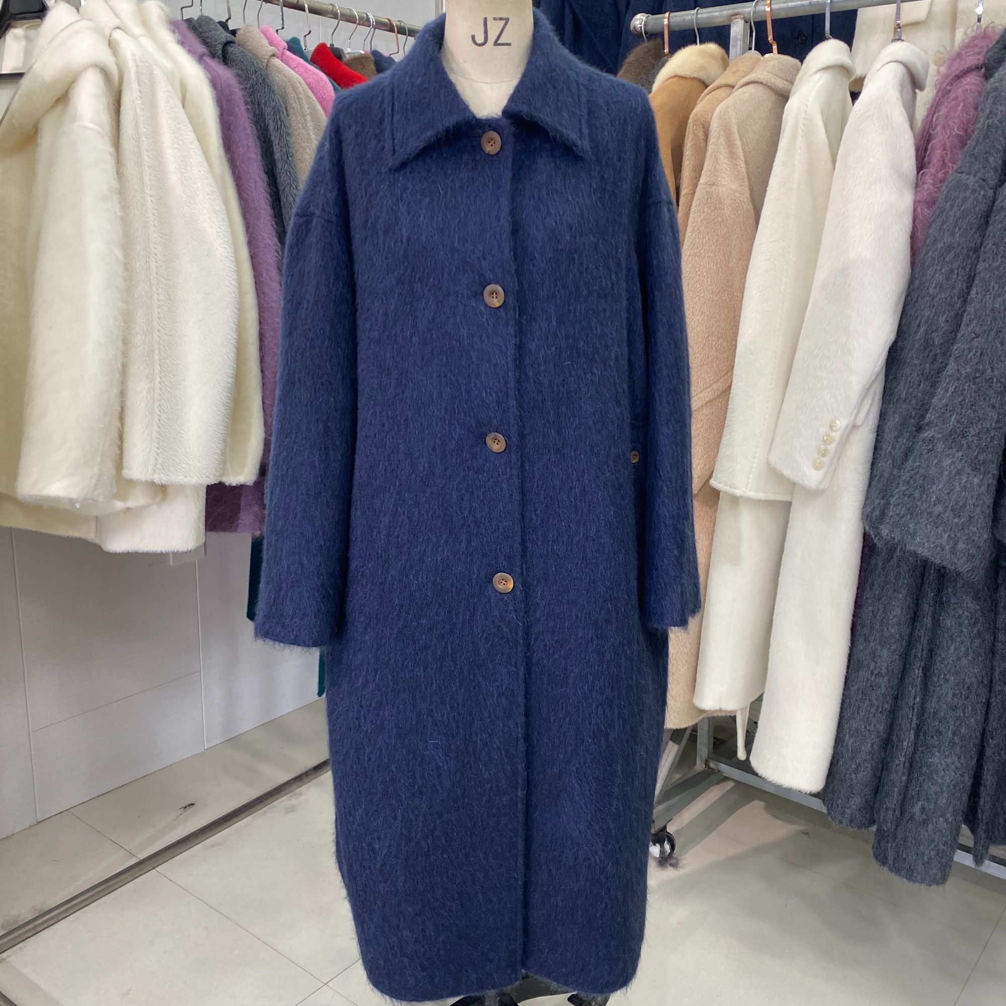 YUNS老佛爷款90牦牛绒娃娃领长款110衣长宽松微茧型慵懒风